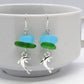 Sea Glass Dolphin Earrings: Sterling Silver, Beach Jewelry