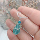 Caribbean Blue Sea Glass "loop" Silver Snake Chain Necklace