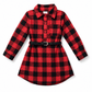 Red Plaid Belt Buckle Dress Kids