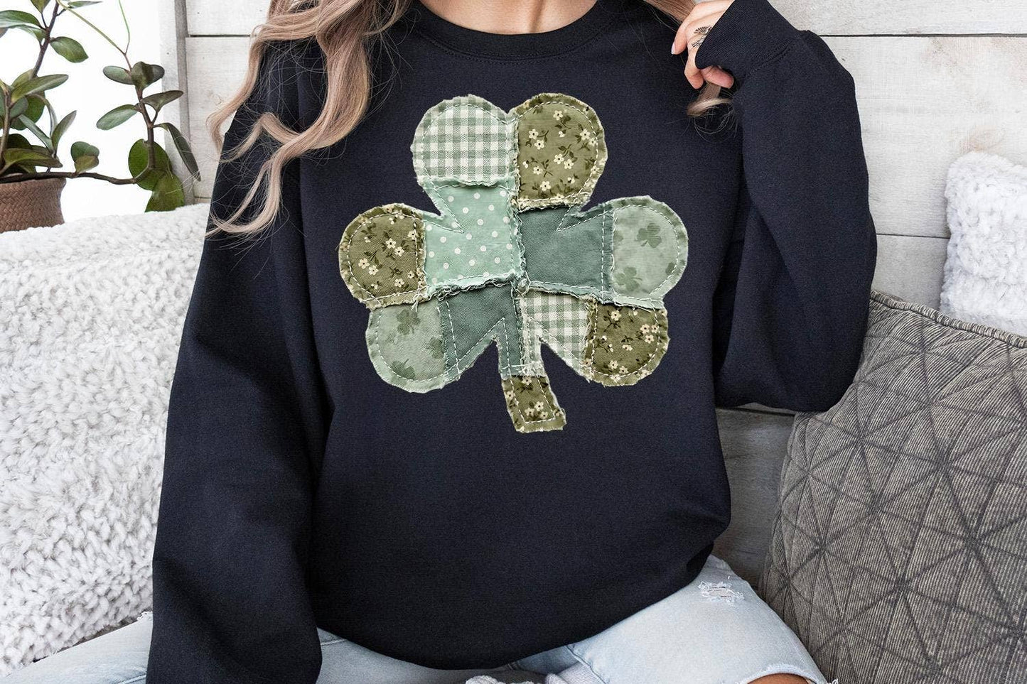 Retro Shamrock Sweatshirt, St Patricks Day Clover Shirt