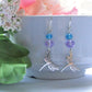 Purple & Blue Glass Stainless Steel Dragonfly Charm Silver Dangle Earrings