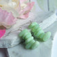 Mint Green Pebble Shaped Stacked Sea Glass Silver Ladies Dangle Earrings
