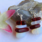 Moonstone Opal & Red Sea Glass Pebble Earrings Silver Plated