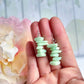 Mint Green Pebble Shaped Stacked Sea Glass Silver Ladies Dangle Earrings