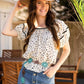 Eyelet Peasant Blouse, Black and White