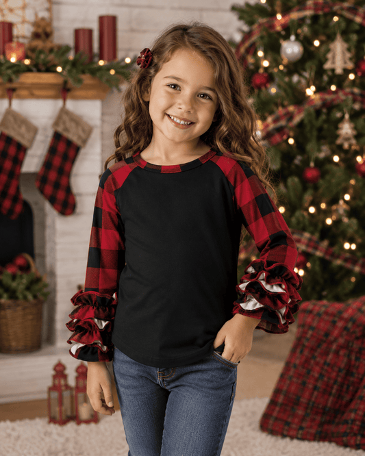 Buffalo Black Red Plaid Ruffle Kids