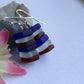 Handmade Stacked Red, White & Blue Sea Glass Beach Stone Pebble Silver Earrings