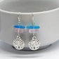 Pink & Blue Sea Glass Earrings, Sand Dollar Shell Charm, Beach Earrings