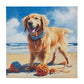 Beach Dogs Coastal Canvas Wall Art, Golden Retriever