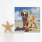 Beach Dogs Coastal Canvas Wall Art, Golden Retriever