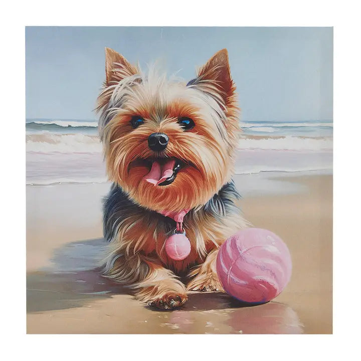 Beach Dogs Coastal Canvas Wall Art, Yorkie