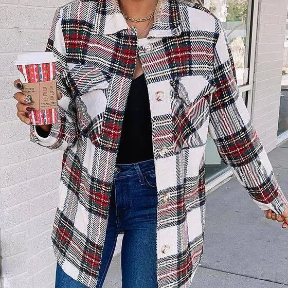 Christmas Lapel Plaid Jacket