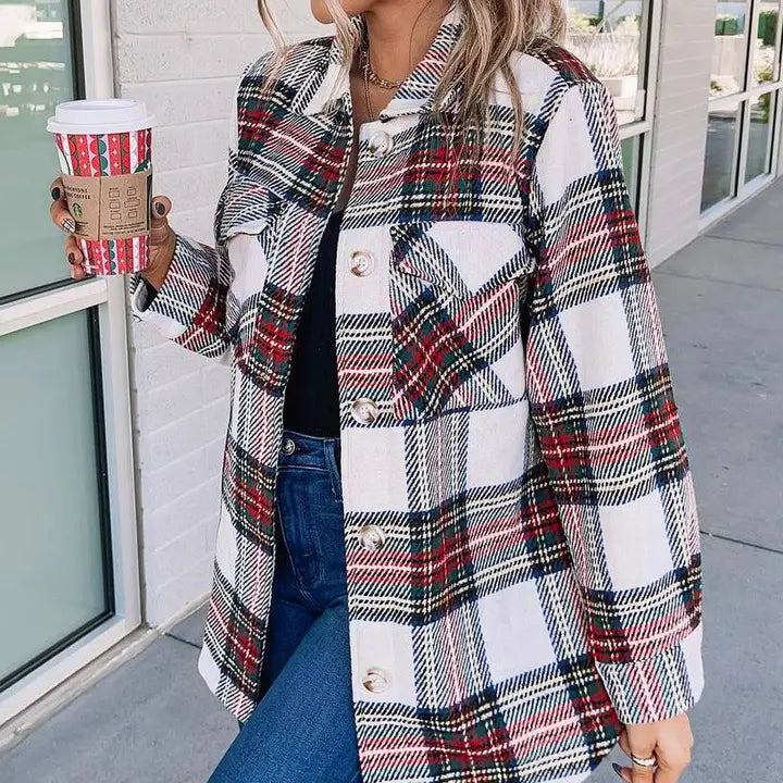 Christmas Lapel Plaid Jacket