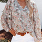 Floral Chiffon Balloon Sleeved Shirt