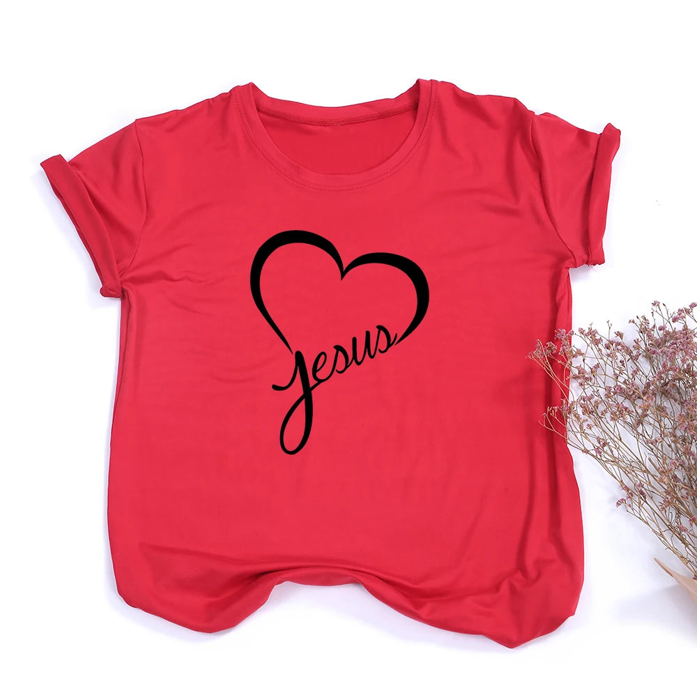 Jesus Heart Print Women's T-shirt