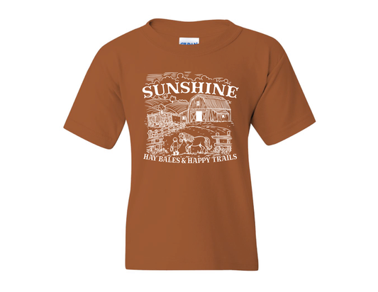 Sunshine, Hay Bales and Happy Trails Kids Cotton T-Shirt