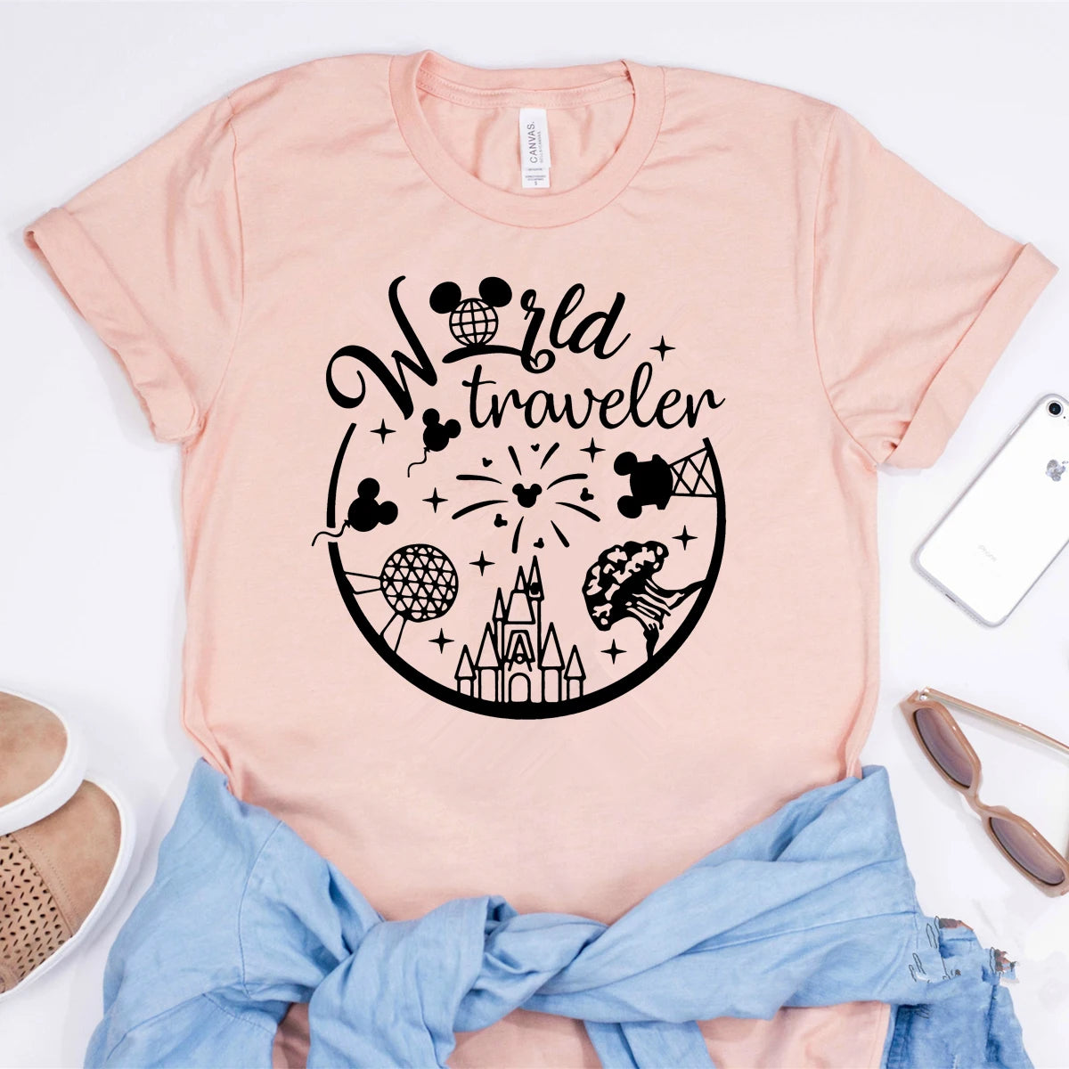 World Traveler Disney Magic Kingdom Epcot Inspired Tee