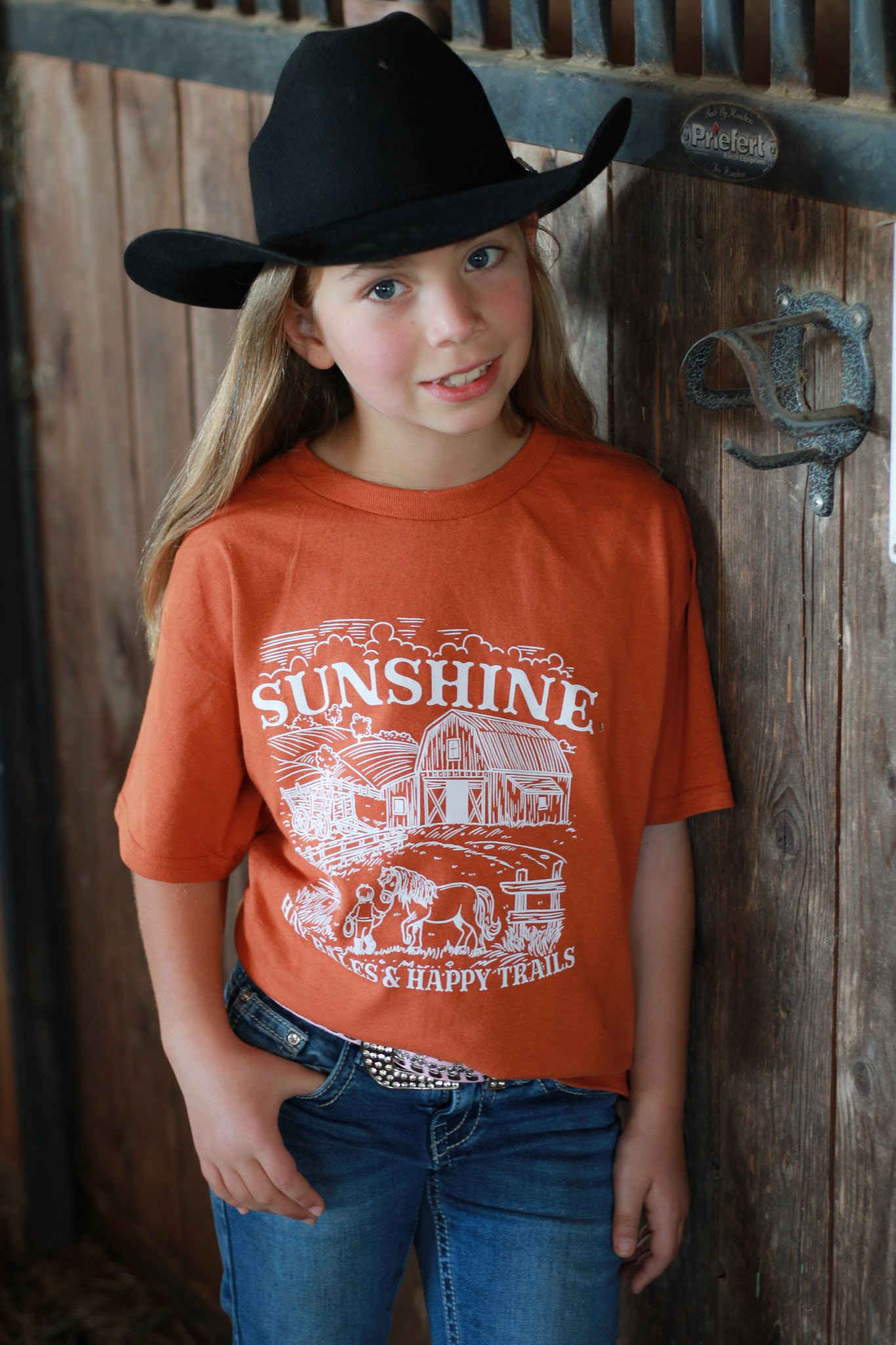 Sunshine, Hay Bales and Happy Trails Kids Cotton T-Shirt