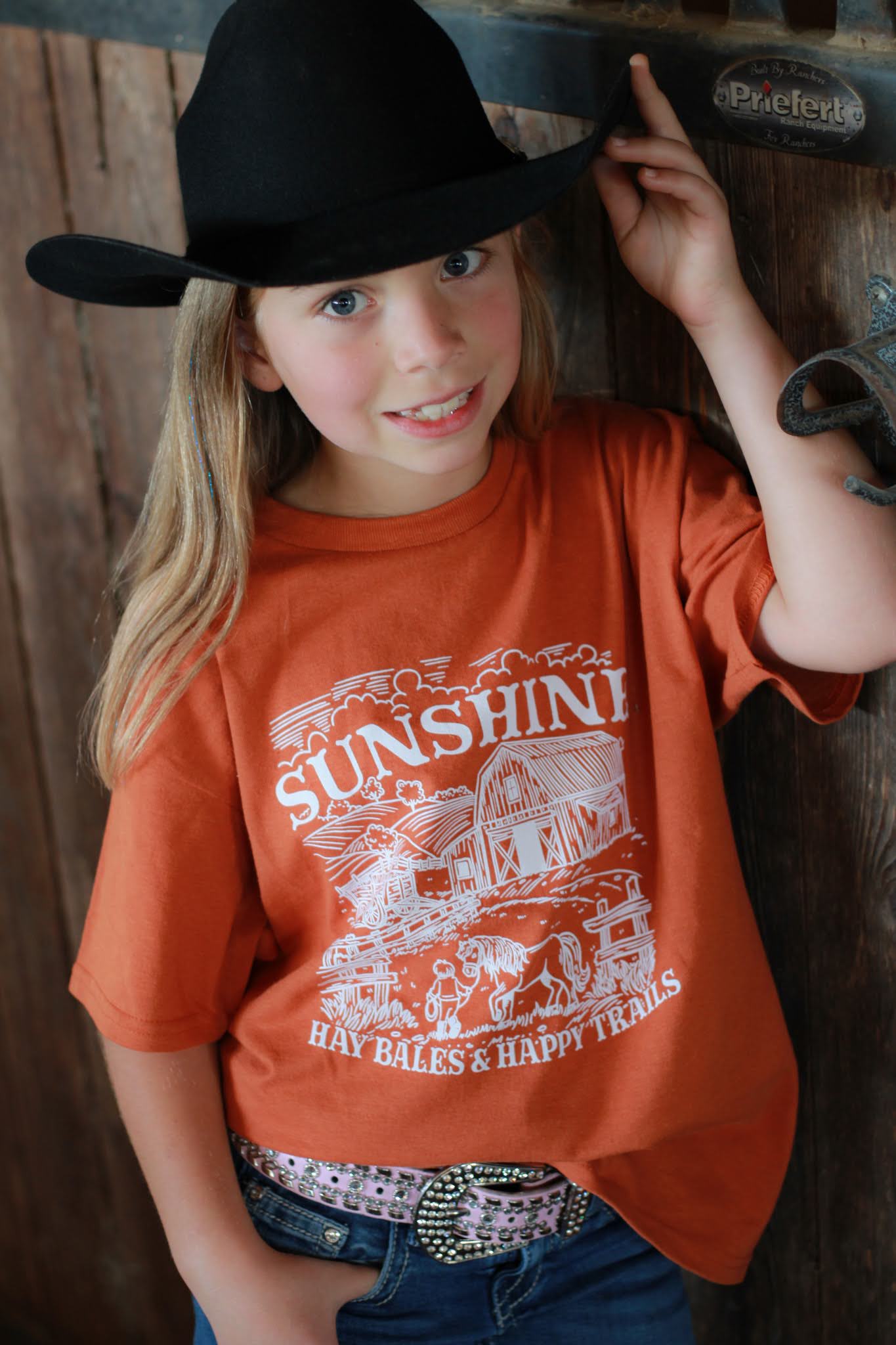 Sunshine, Hay Bales and Happy Trails Kids Cotton T-Shirt