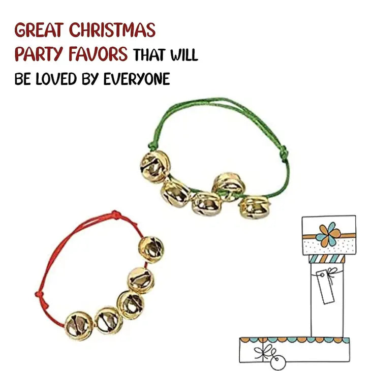 Christmas Jingle Bell Adjustable Bracelet Stocking Stuffer (Case of 12)