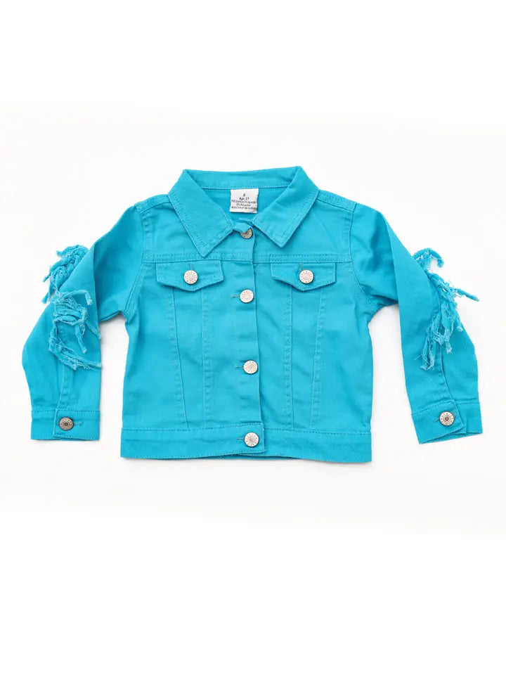 Kids Blue Fringe Denim Jackets