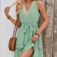 V-Neck Sleeveless Lace Waist-Cinching Dress