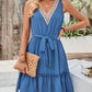 V-Neck Sleeveless Lace Waist-Cinching Dress