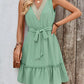 V-Neck Sleeveless Lace Waist-Cinching Dress