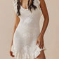 Low Cut Ruffle Crochet Knit Beach Cover Up Dress