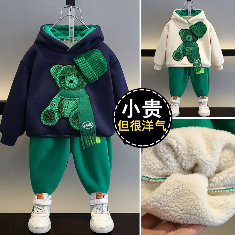 Boys Fleece-Lined Baby Handsome Hooded Sweater