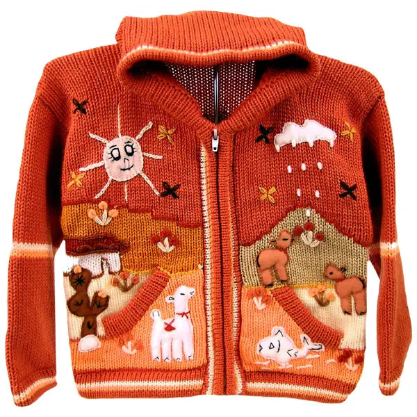 Children's Full Zip Applique Sweater Hoodie Jacket