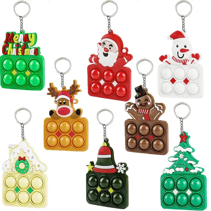 Simple Dimple Pop It Fidget Keychain Christmas Case of 12