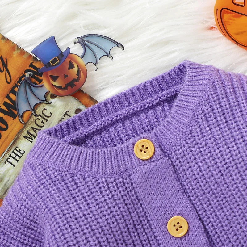 Boo Baby Girls Halloween Knitted Cardigan Sweater