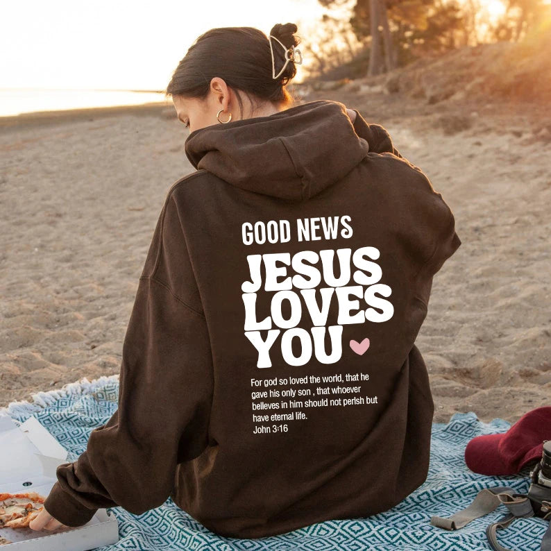 GOOD NEWS JESUS LOVES YOU Unisex Christian Hoodie