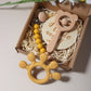 Woodland Bear Teether & Keepsake Gift Set – Silicone + Natural Wood (5 Colors)