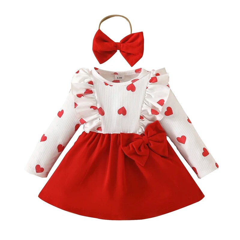 Sweetheart Red Heart Dress & Headband Set – Infant & Toddler Valentine’s Day