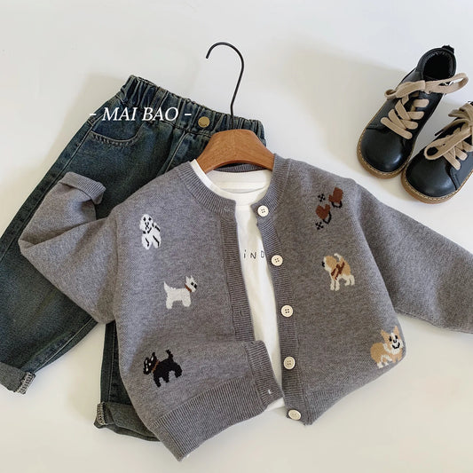 Kids Casual Knitted Cardigan Sweater