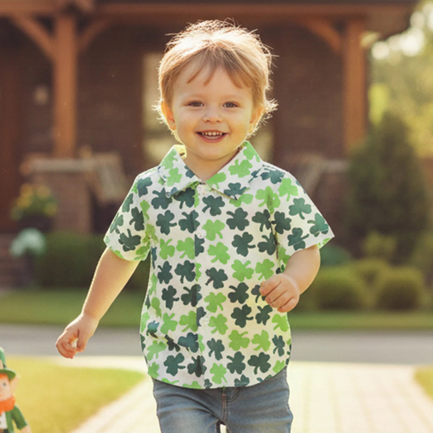 Lucky Shamrock Button-Up – Toddler St. Patrick’s Day Shirt