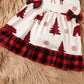 Infant Baby Girls Christmas Dress -Tree and Reindeer Plaid Print