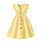Girls Flutter Sleeve Striped Dress – Button Front Summer Style (8–12)