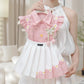 Little Girls Daisy Skirt Set – Ruffle Sleeve Button Top & Skirt (2T–7)