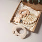 Elephant Teething Gift Set – Silicone & Wooden Teethers, Pacifier Clip & Milestone Keepsake (5-Piece Set)