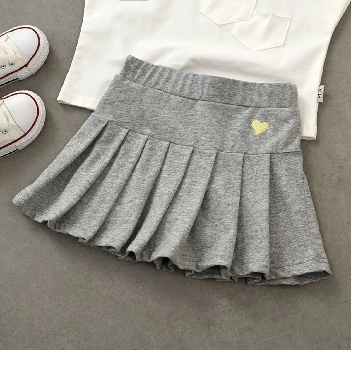 Girls Heart Pleated Skort – Athletic Style Skirt (Sizes 3T–16)