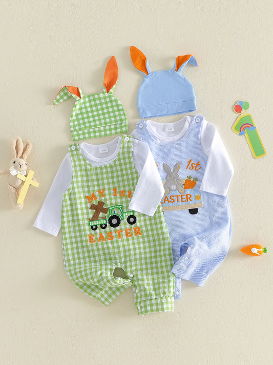 🐣 My First Easter Baby Romper Set – Bunny Hat Outfit