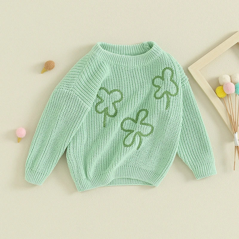 Toddler, Baby Four-Leaf Clover Knit Sweater