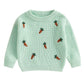 🥕 Carrot Patch Knit Sweater – Cozy Spring Pullover