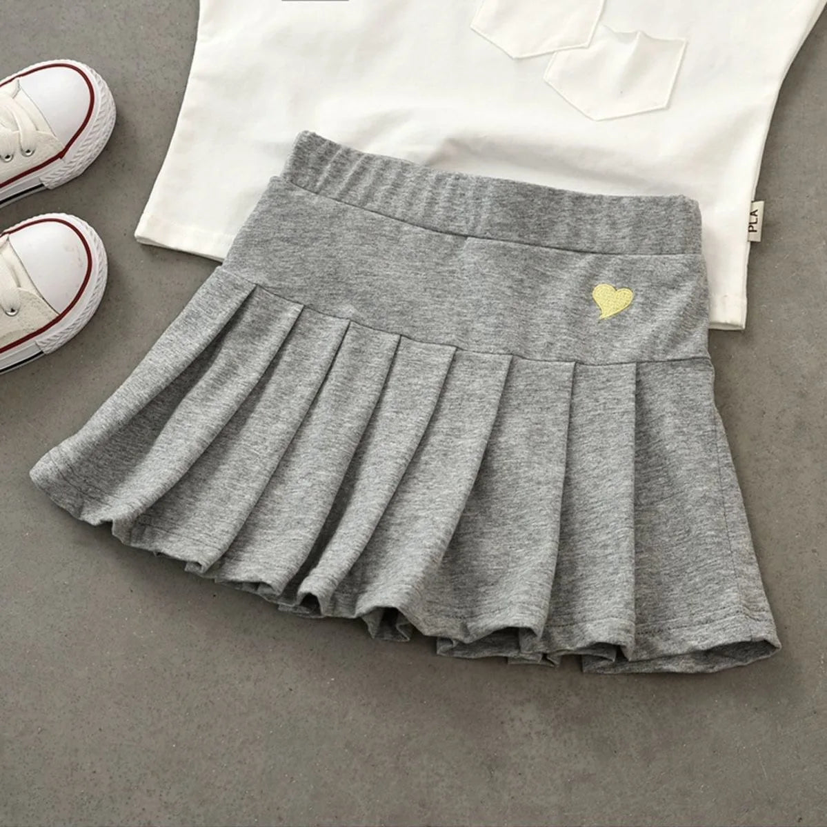 Girls Heart Pleated Skort – Athletic Style Skirt (Sizes 3T–16)