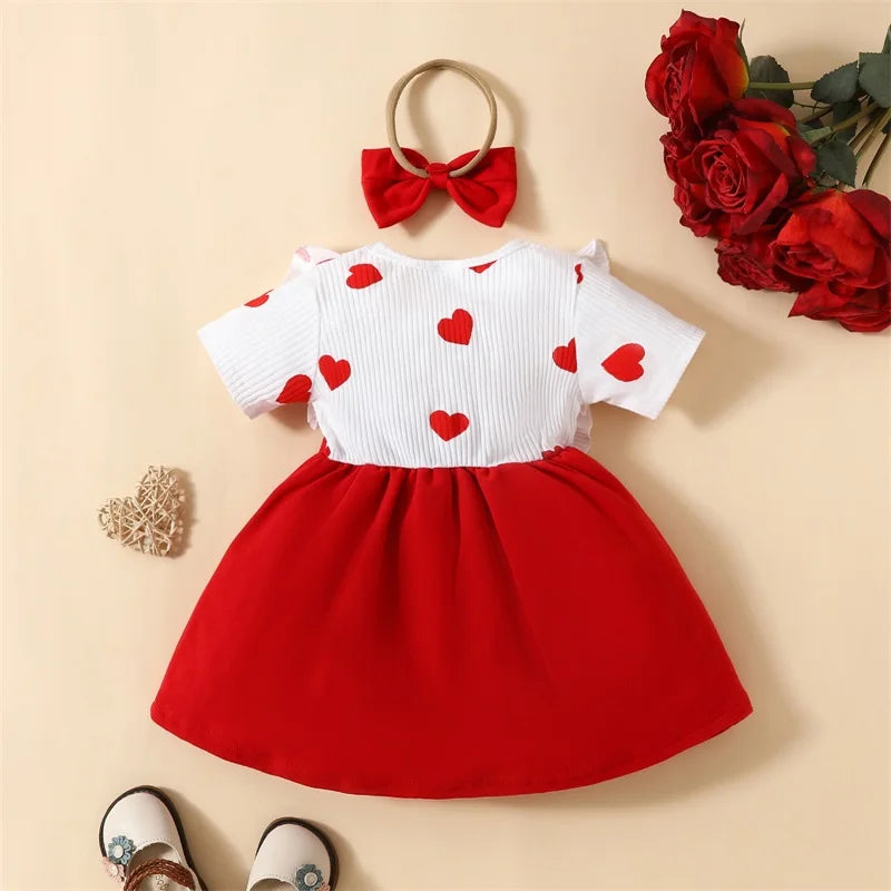 Baby,Toddler Girl Valentine's Day Heart Print Dress