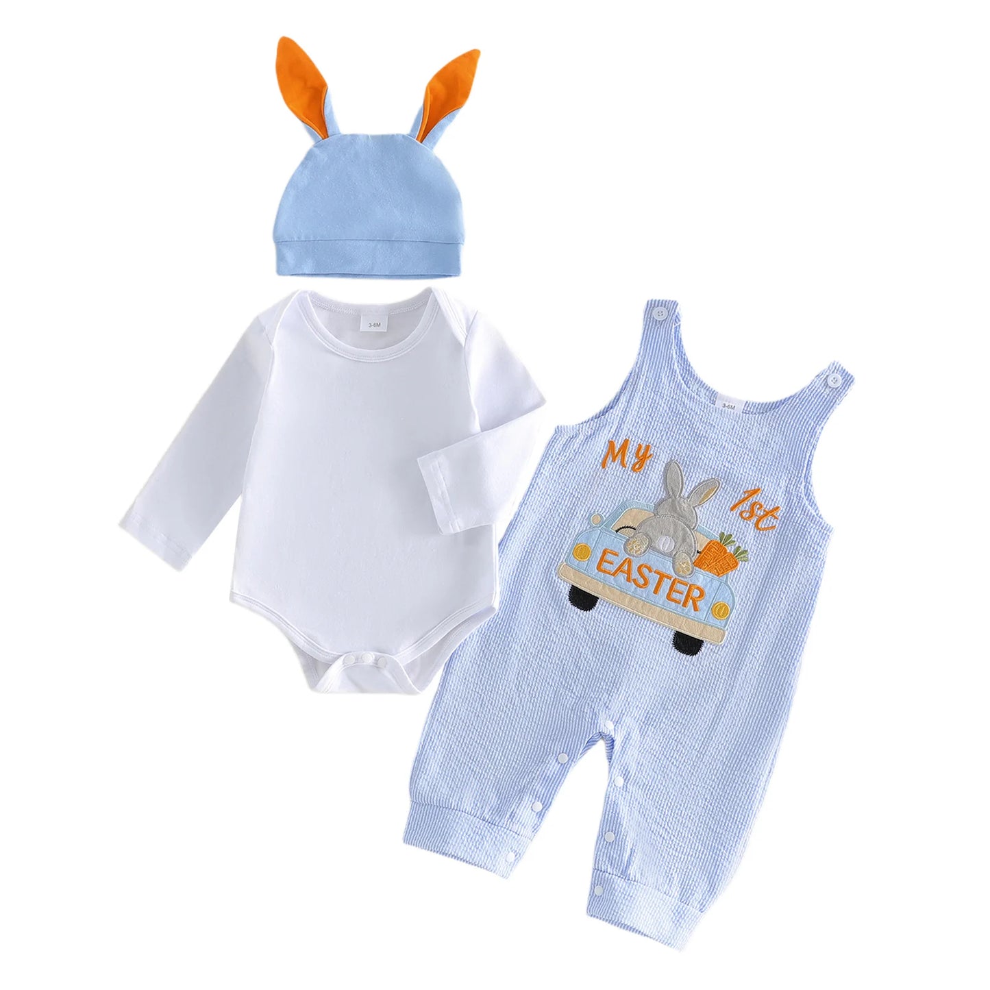 🐣 My First Easter Baby Romper Set – Bunny Hat Outfit