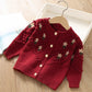 Girls' Floral Embroidered Knitted Cardigan Sweater